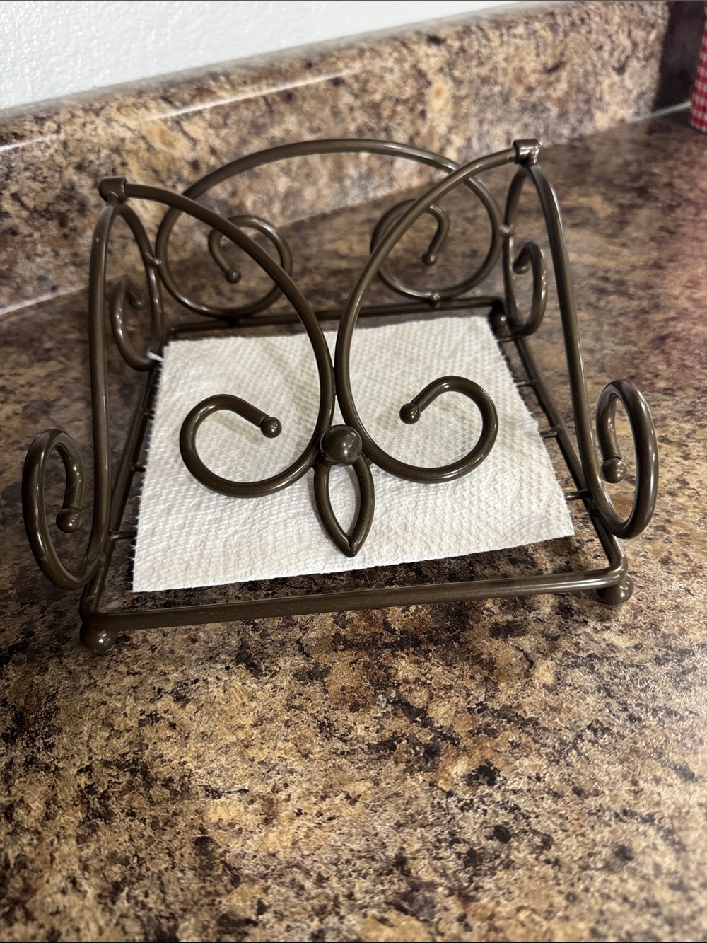Decorative Bronze Metal Napkin Holder - Brown